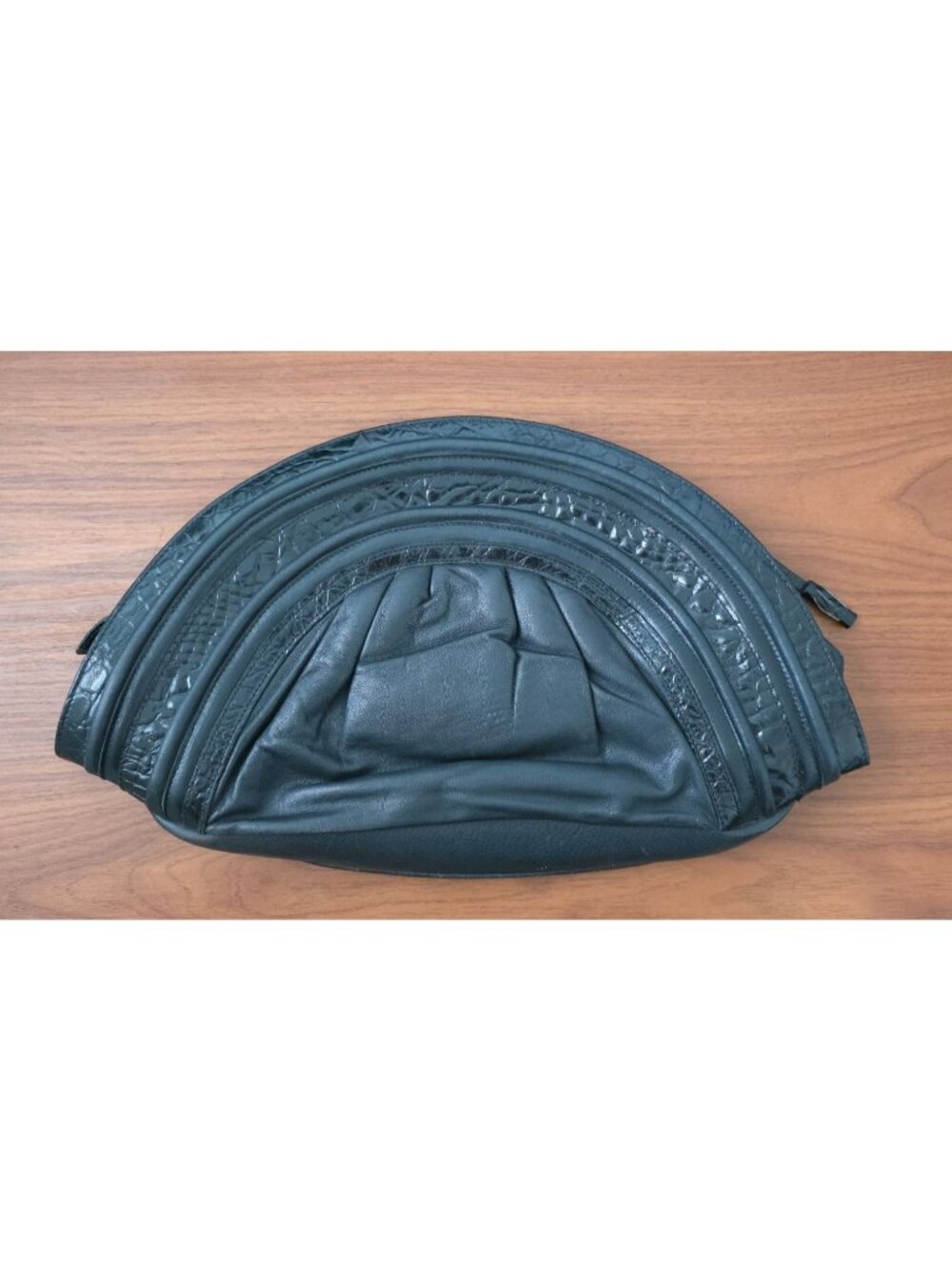 Vintage Sony Studios Wardrobe Black Leather Clutch With Crocodile Embossed Trim
